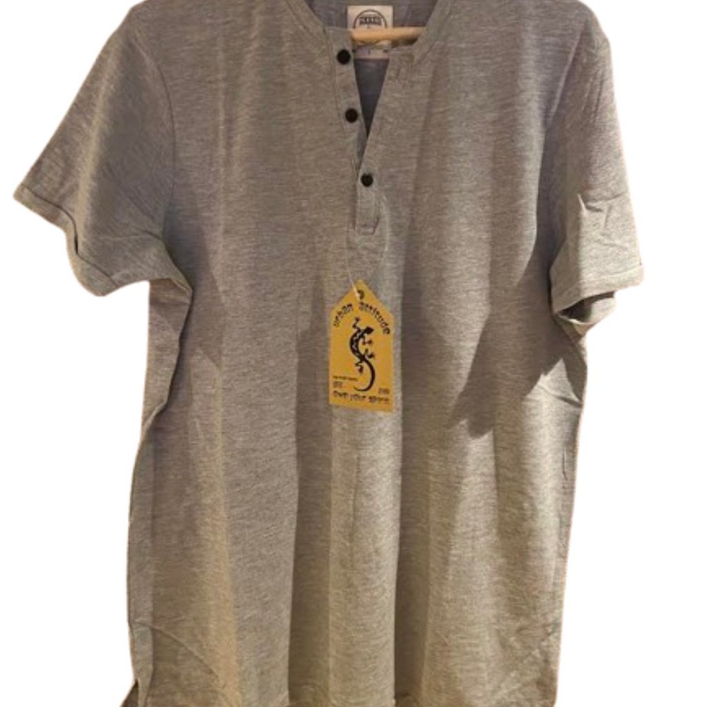 Y Neck Mens Cotton Pique Henley. Free Shipping